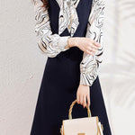 Early Autumn Stylish Fake Two-Piece Design Dress - liwisi