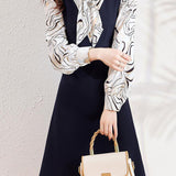 Early Autumn Stylish Fake Two-Piece Design Dress - liwisi