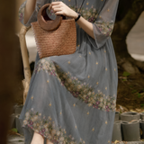 Graceful Floral V-neck Hooded Lace Embroidered Dress