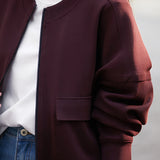 Round Neck Double Flap Pocket Long Sleeve Blouson-2 Colors Available