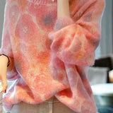 Round Neck Printed Pattern Knit Top - 2 Colors Available