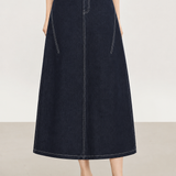 Casual Mid-Length Denim Midi Skirt