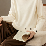 Casual Commuter Letter Button Decorated Knit Top