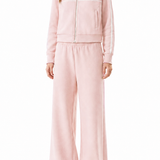 Casual Lapel Zip‑Up Long‑Sleeve Coat And High‑Waist Wide‑Leg Pants Set