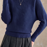 Elegant Commuter Off-The-Shoulder Batwing Long-Sleeve Knit Top