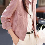 Elegant Stand Collar Cropped Cargo Jacket