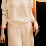 Casual Solid Knit Two-Piece Set With Side Slits