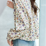 Fresh Pastoral Floral Lantern Sleeve Blouse