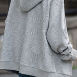 Casual Hooded Drawstring Twill Texture Long Sleeve Outerwear