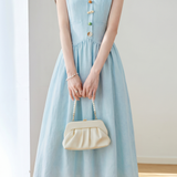Elegant Color Button Vest Dress