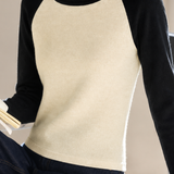 Casual Minimalist Contrast Raglan Sleeve Knit Top