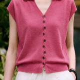 Casual Commuter V-Neck Button Knit Short-Sleeve Cardigan
