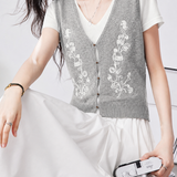 Casual Knit Vest Spliced V-neck T-shirt