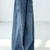 Casual High Waist Elastic Waist Wide Leg Pants