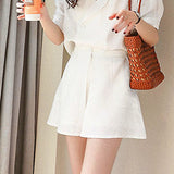 Elegant Commuter Blazer High Waist Slit Shorts Set