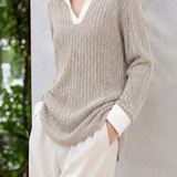 Casual Color-Block Spliced Ribbed Knit Top