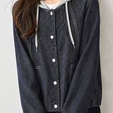 Casual Double Layer Spliced Drawstring Hooded Jacket