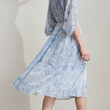 Elegant Bleached Print Dress - liwisi