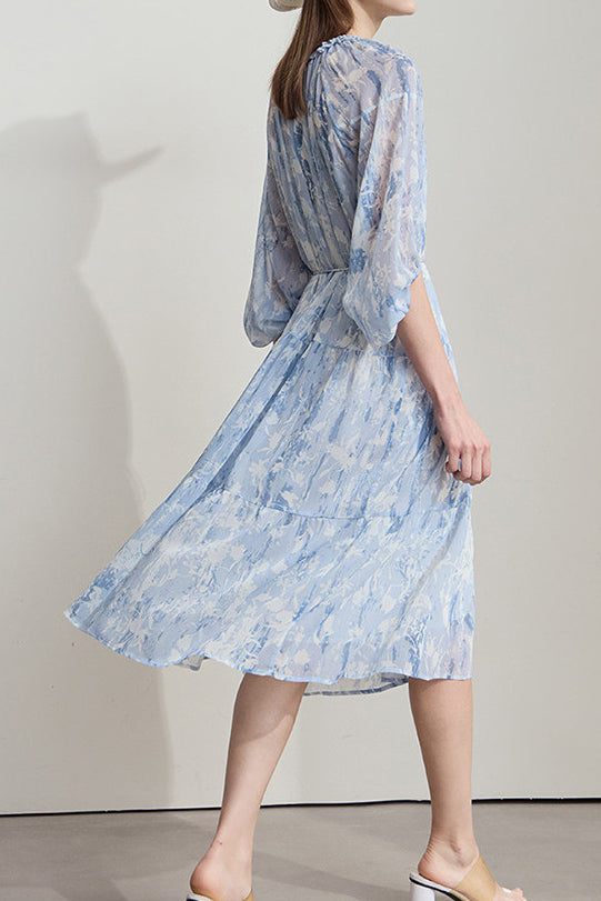Elegant Bleached Print Dress - liwisi