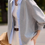 Casual Fake Two-Piece Stripe Lapel Sweatshirt Jacket