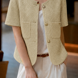 French Elegant Cropped Single-Breasted Blazer