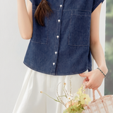 Casual Commuter Large Pocket Sleeveless Blouse