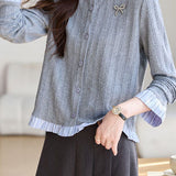 Early Autumn Striped Ruffled Knit Top - liwisi