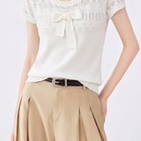 Gentle Commuter Lace Bow Knit T-Shirt