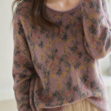 Lazy Commuter Vintage Floral Drop Shoulder Long Sleeve Sweater