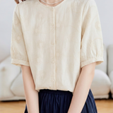 Casual Floral Embroidered Lace Spliced Blouse