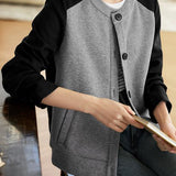 Loose Fit Color Block Spliced Cardigan