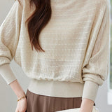 Elegant Off-Shoulder Batwing Long Sleeve Knit Top
