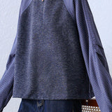 Casual Crew Neck Stripe Spliced Long Sleeve Sweatshirt