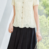 Delicate Commuter Pearl Button Embroidered Blouse