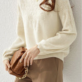 Solid Color hollow knit design Crochet Crew Neck Base Layer
