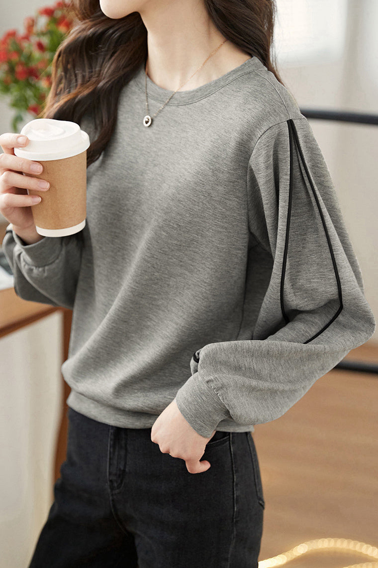 ラウンドネック異色パイピングスウェット - liwisi