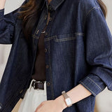 Casual Commuter Lapel Long Sleeve Denim Shirt