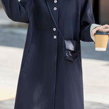 Casual Lapel Single‑Breasted Long Sleeve Trench Coat