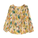 Round Neck Art Floral Print Blouse