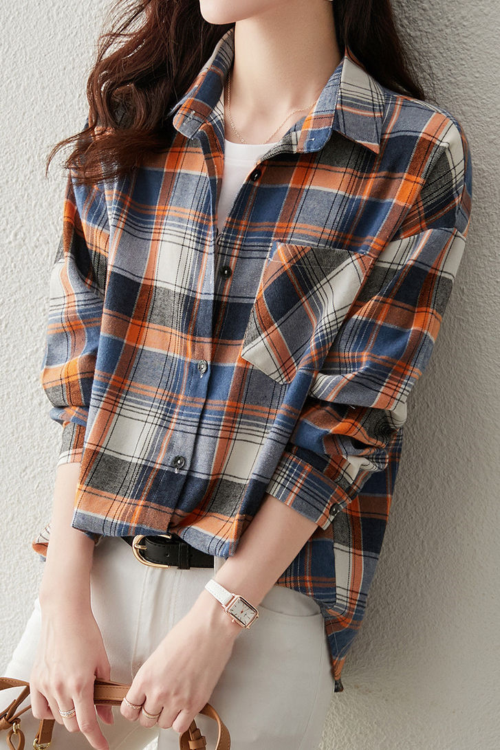 Early Autumn Stylish Casual Checkered Sleeve Shirt - liwisi