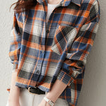 Early Autumn Stylish Casual Checkered Sleeve Shirt - liwisi
