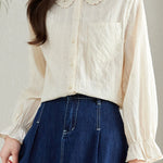 Embroidered Lace Cotton Shirt - liwisi