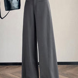 Casual High Waist Draping Straight Wide Leg Trousers