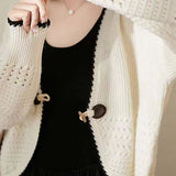 V-Neck Toggle Button Knit Cardigan - 2 Colors Available