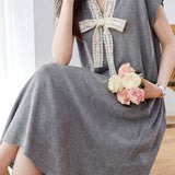 Gentle Commuter Lace Bow Knit Dress