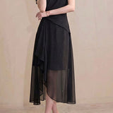 Exquisite Date V-Neck Waist-Cinched Short-Sleeve Irregular Dress