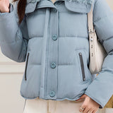 Gentle Elegant Lamb Fur Collar Zipper Long Sleeve Cotton Coat