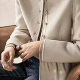 Nail Color Gathered Eco Cashmere Coat with Lining