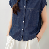Casual Commuter Large Pocket Sleeveless Blouse