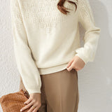 Solid Color hollow knit design Crochet Crew Neck Base Layer